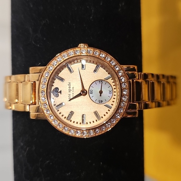 Kate Spade NY Gramercy Rose Goldtone Pave Crystal Watch EUC - Picture 1 of 9